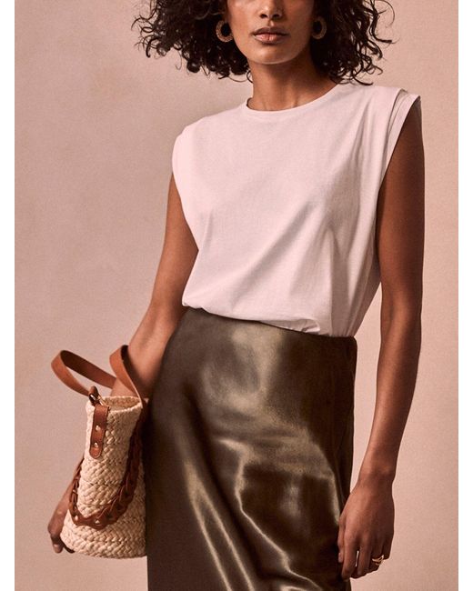 Mint Velvet White Extended Shoulder T-Shirt