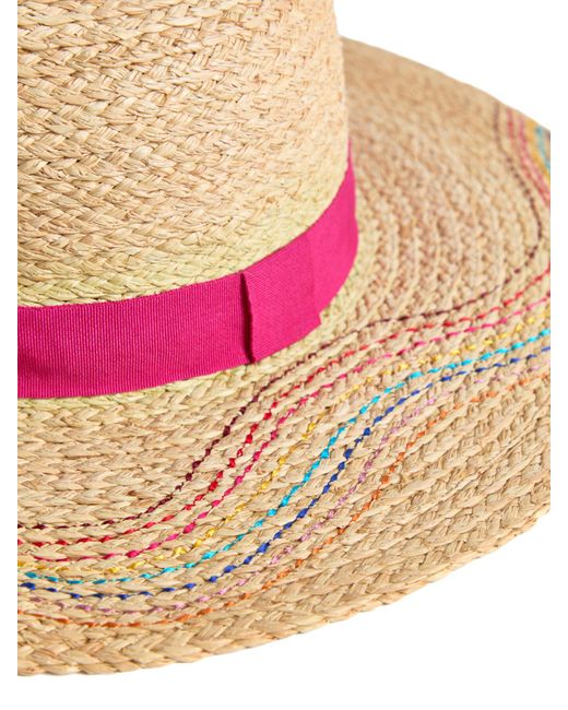 Paul Smith Pink Women's Swirl Embroidered Straw Hat