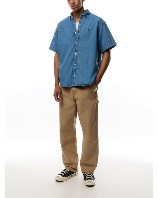 Carhartt Blue Short Sleeve Lucas Shirt for men
