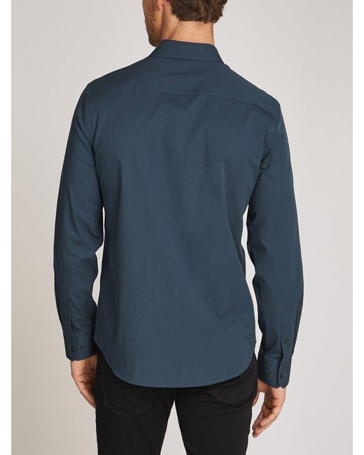 Calvin Klein Blue Slim Poplin Stretch Shirt for men