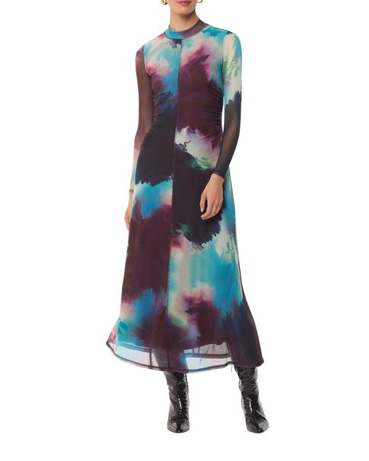Whistles Multicolor Women's Oil Paint Print Mesh Dress