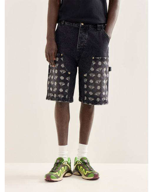 BBCICECREAM Gray Diamonds & Dollars Carpenter Shorts for men