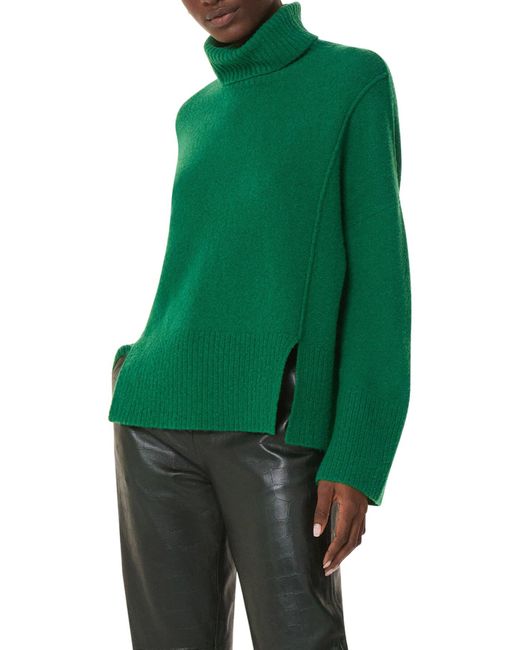 Whistles Green Women's Wool Mix Roll Neck Knit