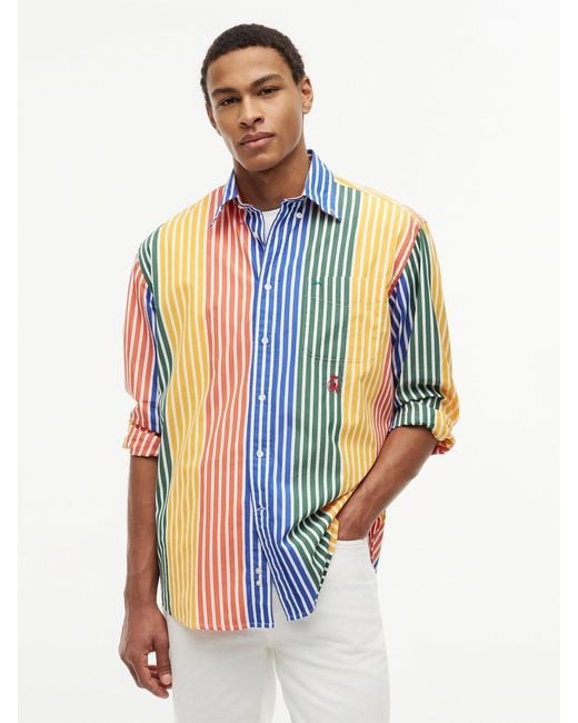 Tommy Hilfiger Blue Relaxed Fit Multicolour Stripe Poplin Shirt for men