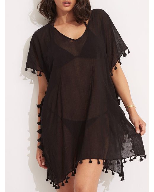 Seafolly Black Beach Basics Amnesia Kaftan