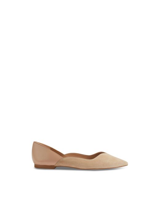 L.K.Bennett White Women's Iris Beige Suede And Leather Sweetheart Flats