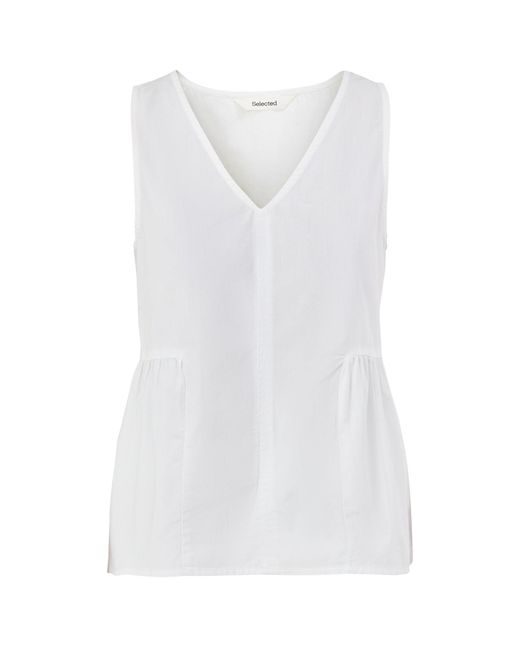 SELECTED White Blair V-Neck Peplum Top