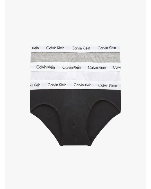Calvin Klein White Three Pack Hip Briefs, Cotton for men