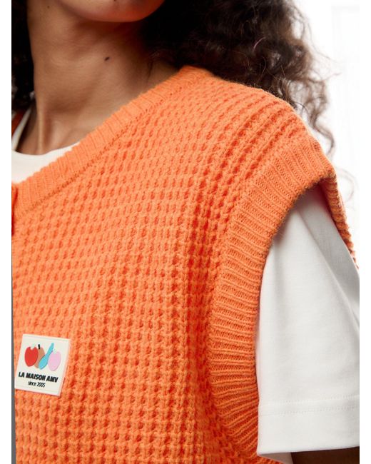 American Vintage Orange Crashway Vest Cardigan