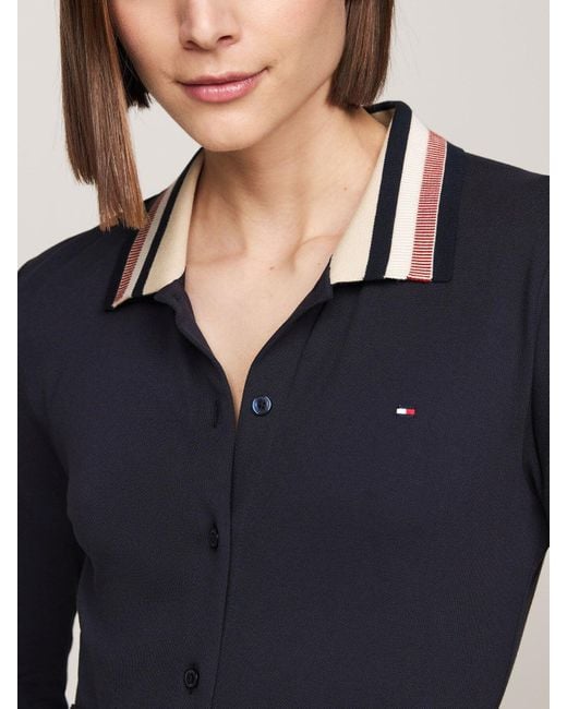 Tommy Hilfiger Blue Belted Maxi Slim Polo Dress