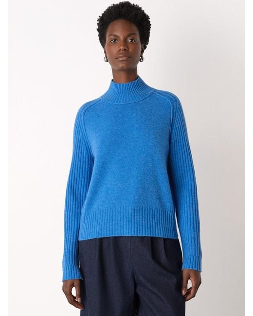 Whistles Blue Funnel Neck Knit