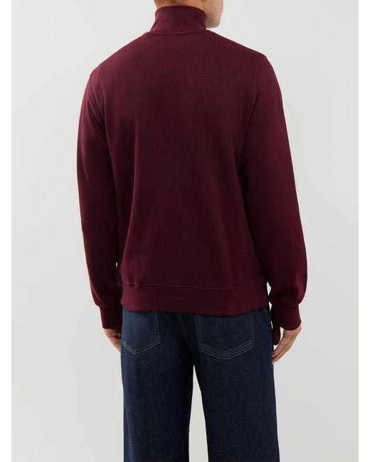 Lacoste Red Quarter-Zip Sweatshirt for men