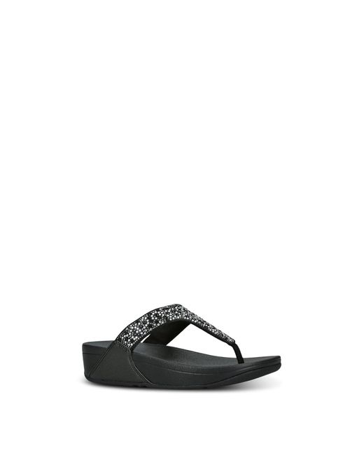 Fitflop White Lulu Crystal-Mix Toe-Post Sandals
