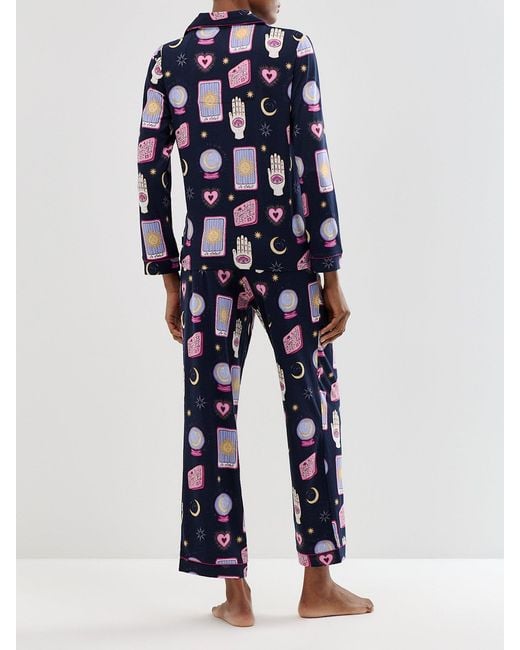 Chelsea Peers Blue Tarot Card Recycled Long Pyjama Set