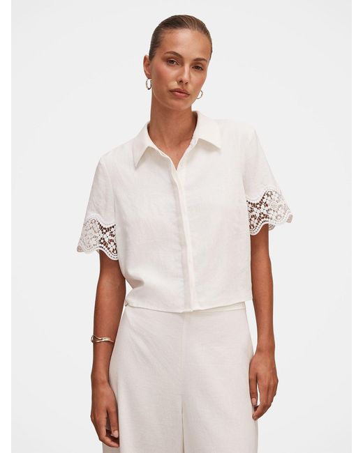 Forever New White Skye Lace Trim Shirt