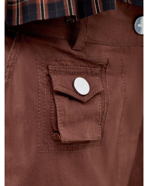 Ganni Red Stretch Pocket Cargo Trousers