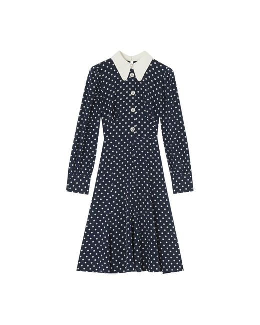 L.K.Bennett Blue Mathilde & Cream Polka Dot Silk Tea Dress