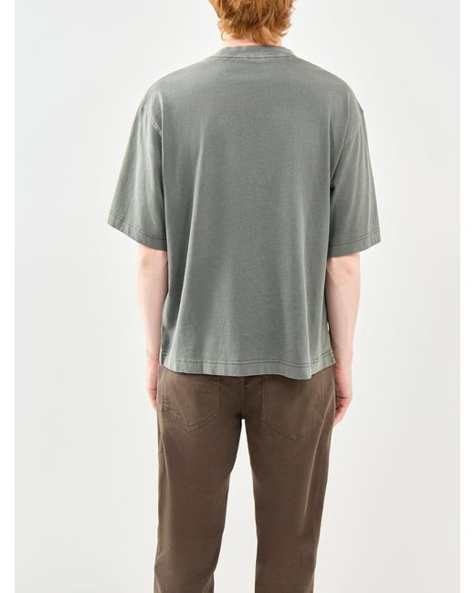 SELECTED Gray Boxy Crew Neck T-Shirt for men