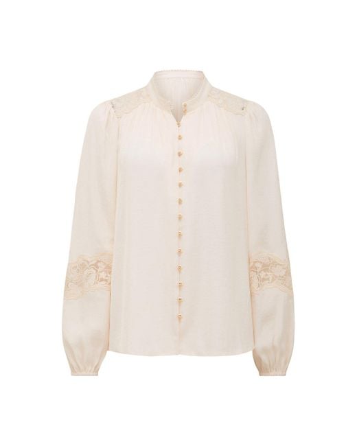 Forever New White Women's Annalise Lace Sleeves Blouse