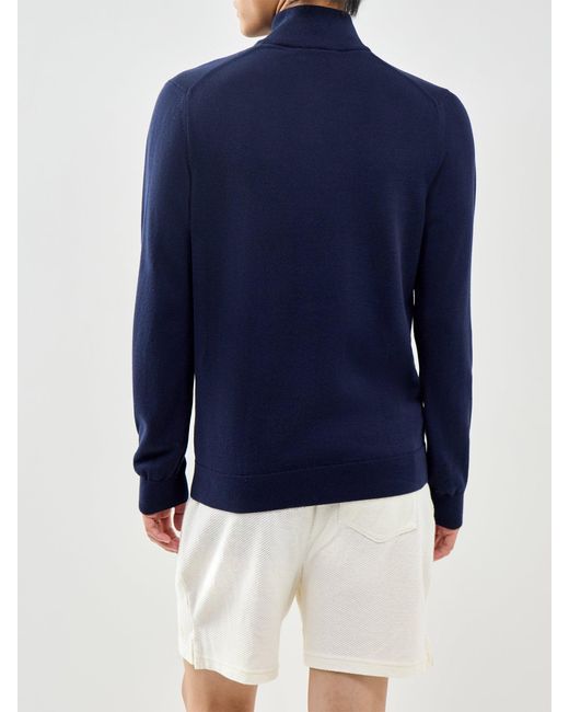 Lacoste Blue Half Zip Knit Jumper for men