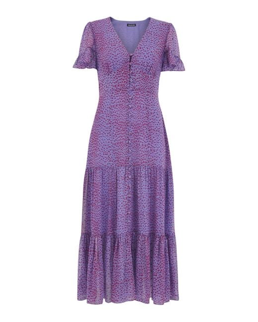 Whistles Purple Women's Sketched Cheetah Dobby Dress