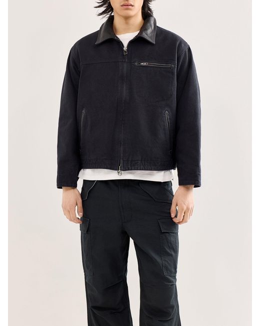 FRIZMWORKS Heavy Canvas Destroyed Work Jacket in Blue for Men