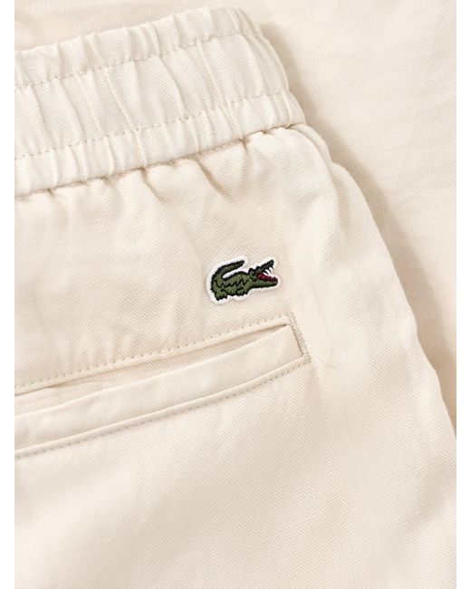 Lacoste Natural Classic Fit Cotton-Linen Trousers Cream for men