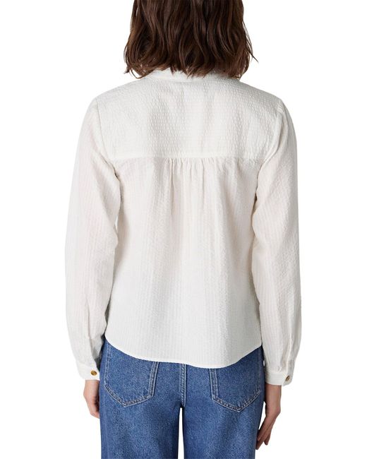 Whistles White Textured Frill Shirt