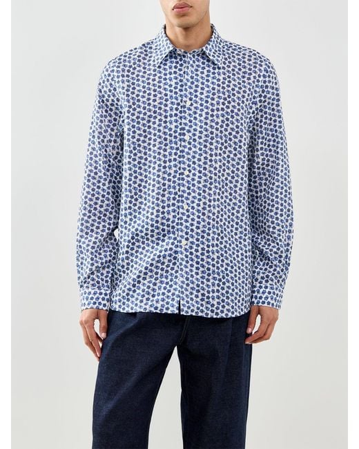 Paul Smith Blue Micro Flowers Shirt for men