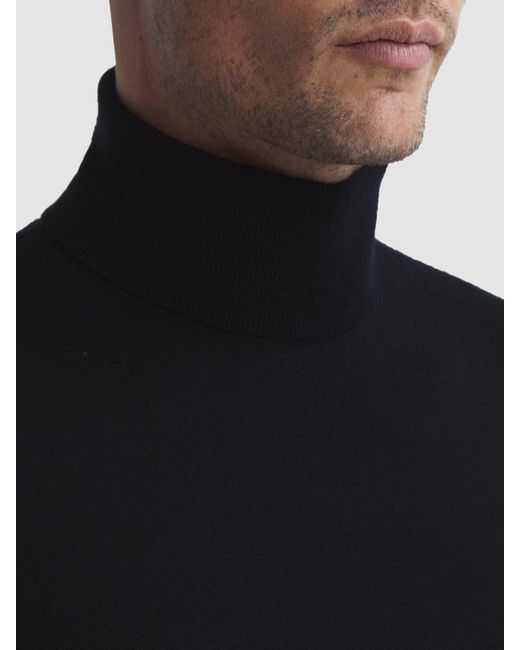 Reiss Black Caine Merino Wool Rollneck for men