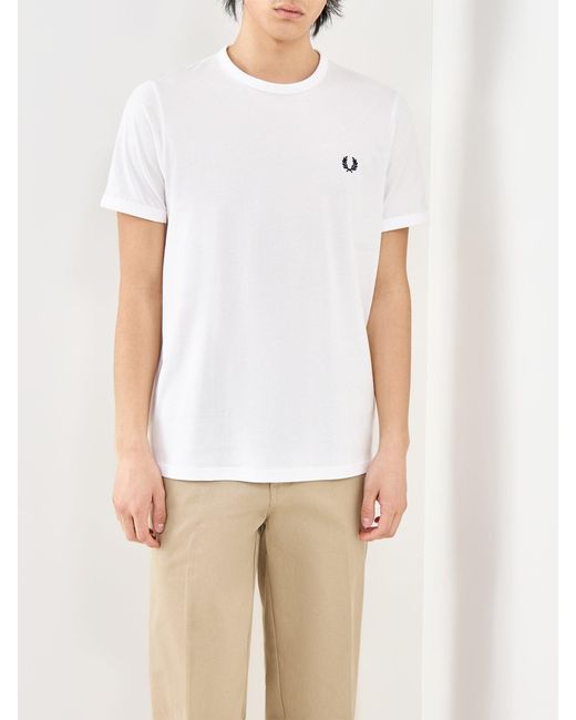 Fred Perry White Ringer T-Shirt for men
