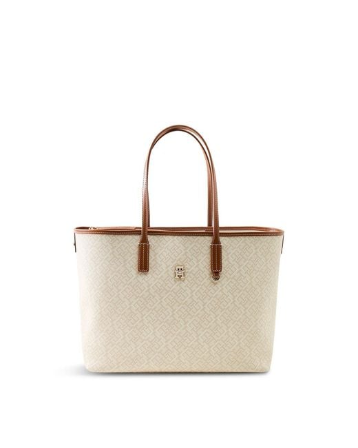 Tommy Hilfiger Natural Monoplay Stripe Tote Bag Cream