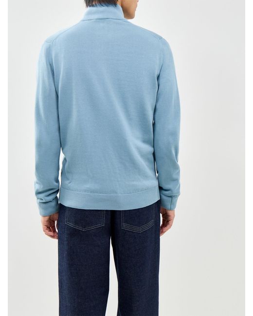 Lacoste Blue Half Zip Knit Jumper for men