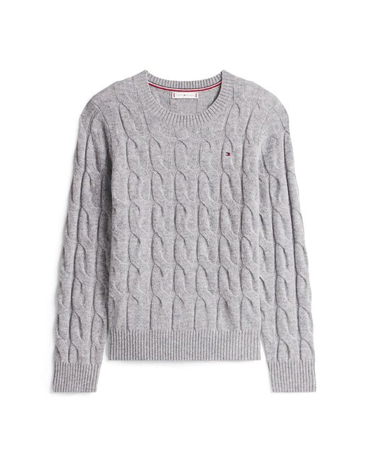 Tommy Hilfiger Gray Cable Knit Soft Jumper