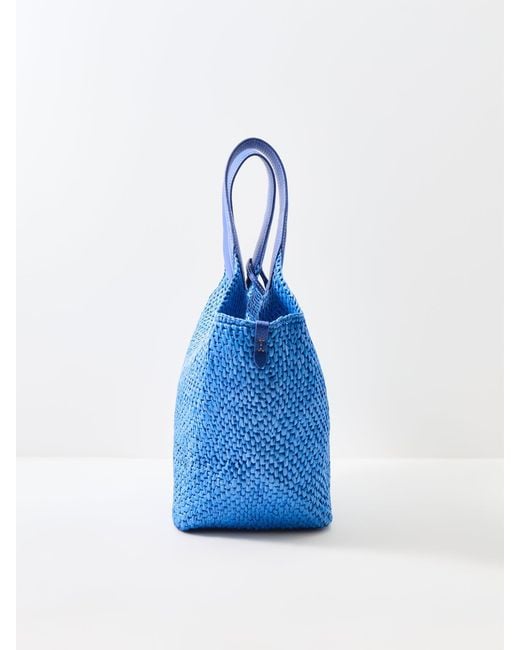 Polo Ralph Lauren Blue Raffia And Bucket Bag