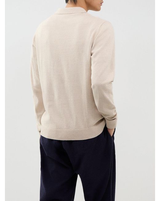 Jack & Jones White Organic Knitted Long-Sleeved Polo Shirt for men