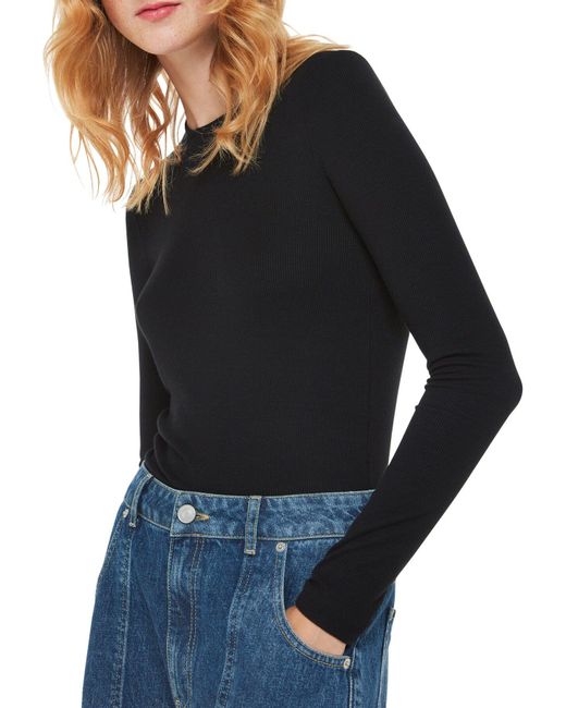 Whistles Black Women's Essential Ribbed Crew