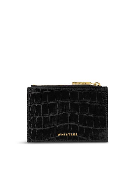 Whistles Black Women's Shiny Croc Coin Purse