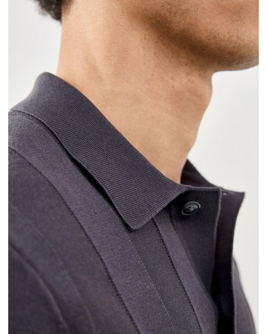 Fred Perry Blue Tonal Vertical Stripe Knitted Shirt for men