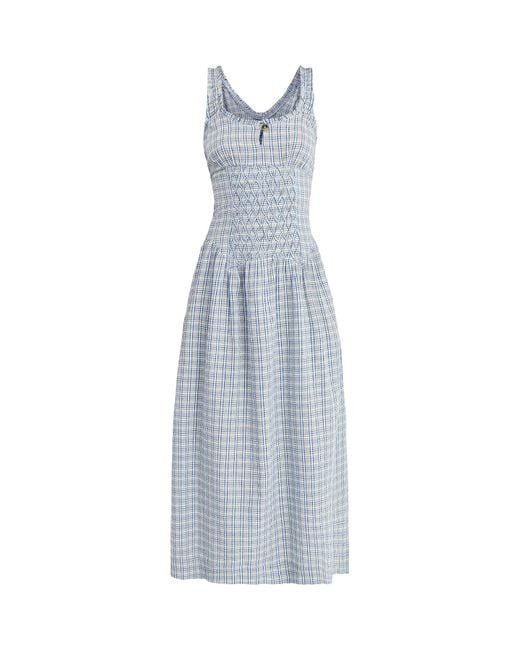 Damson Madder Blue Mallory Midi Dress Check