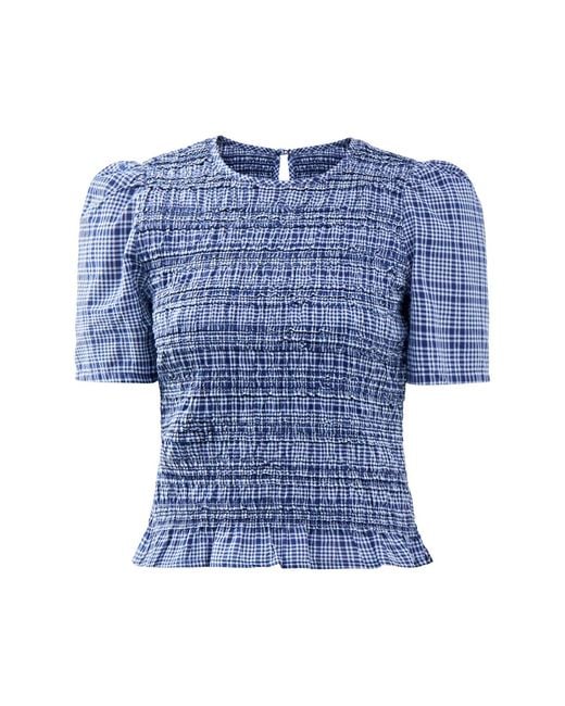 Nobody's Child Blue Nat Shirred Blouse