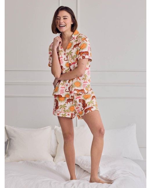 Chelsea Peers White Fiesta Siesta Cheesecloth Short Pyjama Set