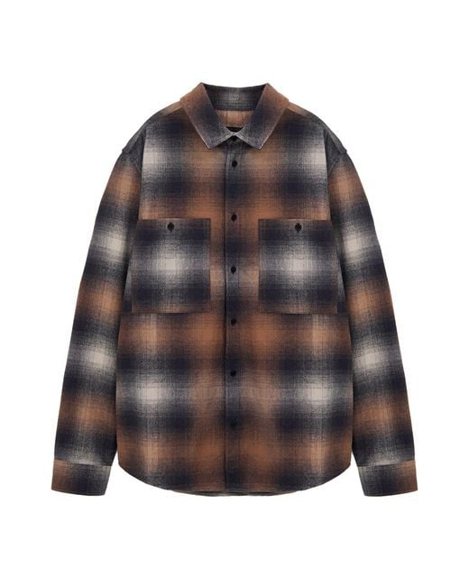 Belstaff Gray Outpost Brushed Flannel Shirt for men