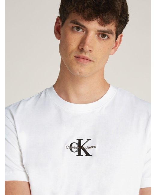 Calvin Klein White Monogram T-Shirt for men
