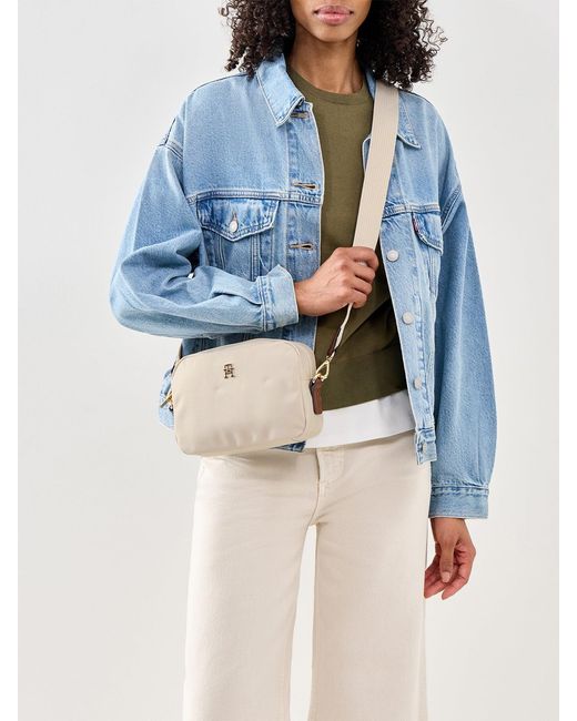Tommy Hilfiger Blue Popette Camera Bag Cream