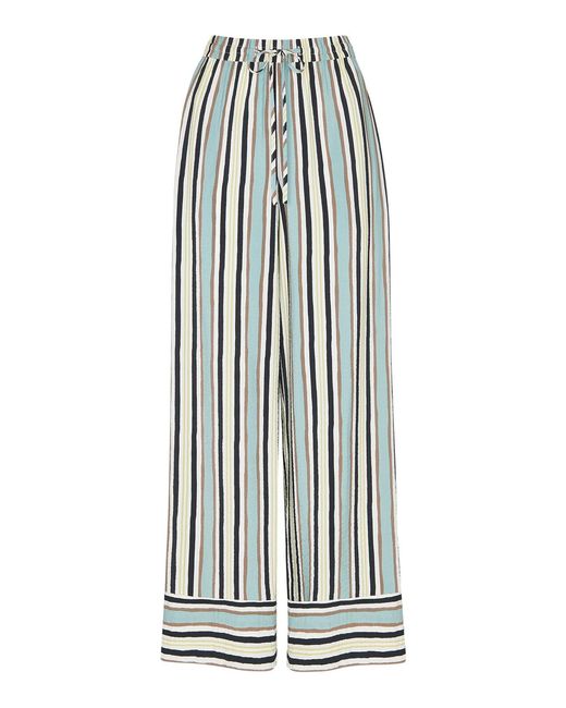 Whistles White Nicola Stripe-Print High-Rise Woven Trousers