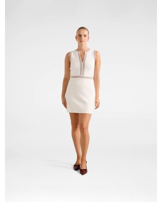 Forever New White Sabrina Striped Detail Knitted Mini Dress