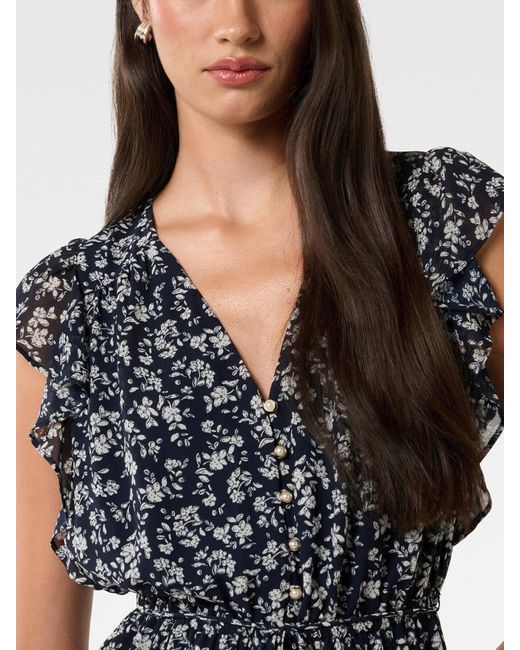 Forever New Blue Maxine Flutter Sleeves Mini Dress
