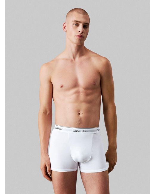 Calvin Klein White 3 Pack Icon Stretch Trunks for men
