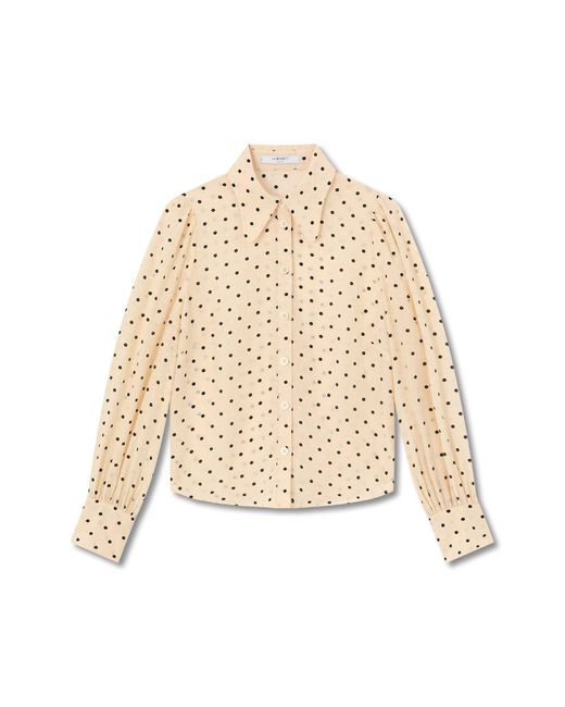 L.K.Bennett Natural Sonya Birch & Silk Blend Polkadot Jacquard Blouse